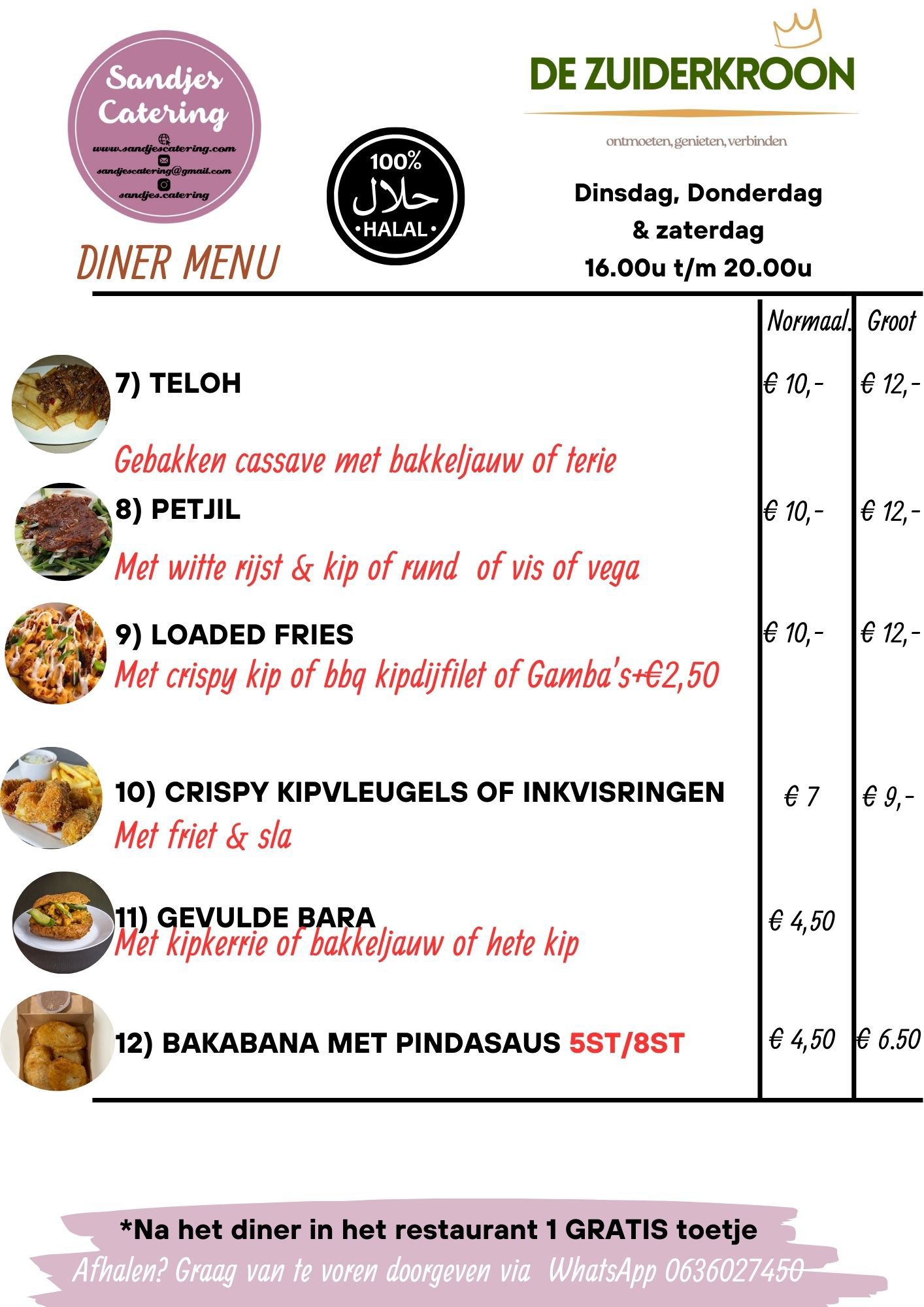 Diner menu pagina 2
